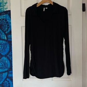 Cato rucked side, long sleeved, long black vneck top L